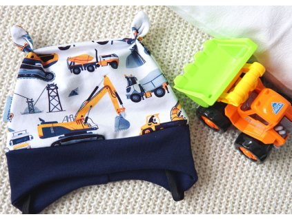 Elastická čepička teplákovina bílo/modrá, Bagr