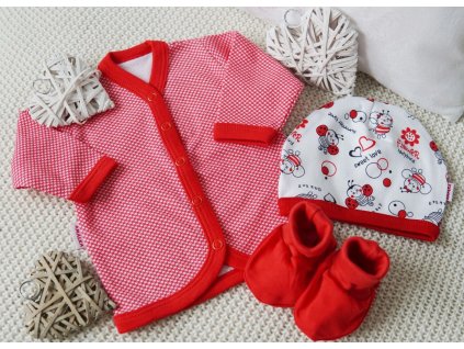Bavlněná souprava pro holčičku, červená s Beruškami