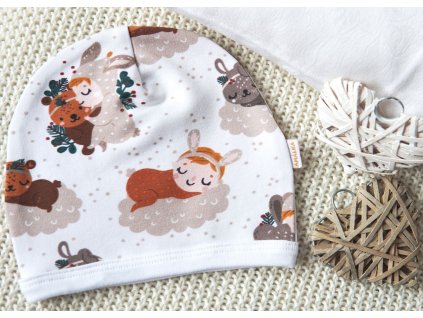 Elastická čepička saporka, spící zvířátka na obláčku