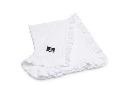 Mušelínová deka s volánkem, bílá