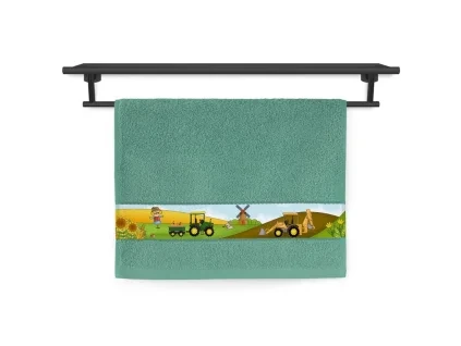 Dětský ručník Veba tisk Malý farmář olivová