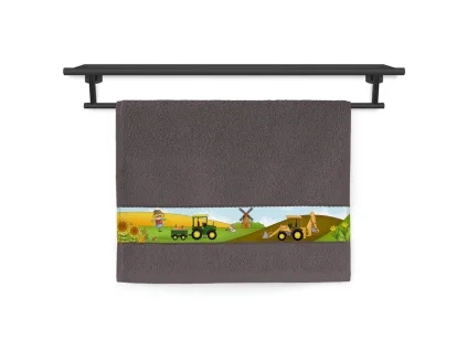 Dětský ručník Veba tisk Malý farmář tmavá hnědá