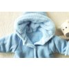 Zateplený kabátek modrá svetrovina + chlupatka