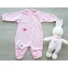 Bavlněný kojenecký overal růžový Beruška, motýlek