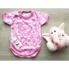 Bavlněné body růžové krátký rukáv, květinky