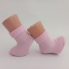 Kojenecké bavlněné ponožky přeložený lem, růžové