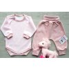 Bavlněná souprava body + rostoucí kalhoty, pudrově růžová