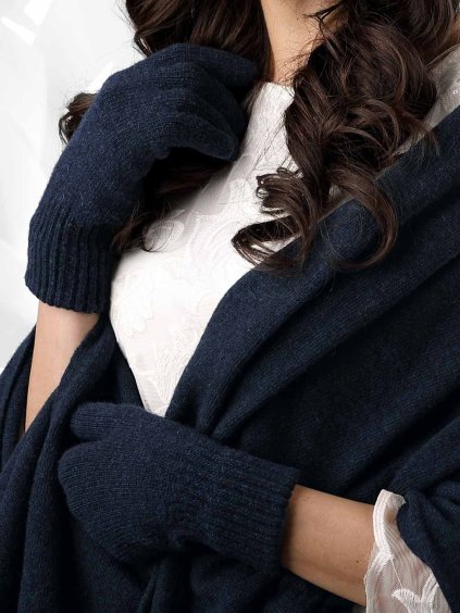 Tmavo modre damske rukavice Kamea 01