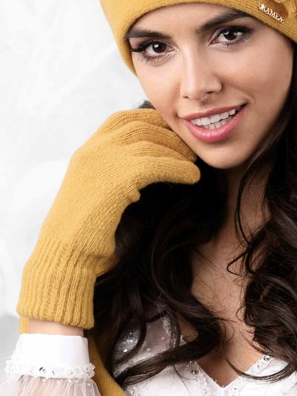 Medovo zlte damske rukavice Kamea 01