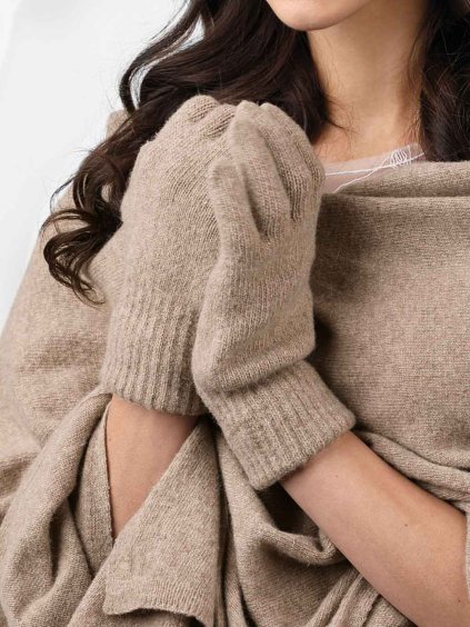 Tmavo bezove damske rukavice Kamea 01