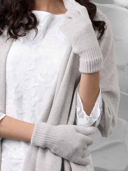 Svetlo sede damske rukavice Kamea 01