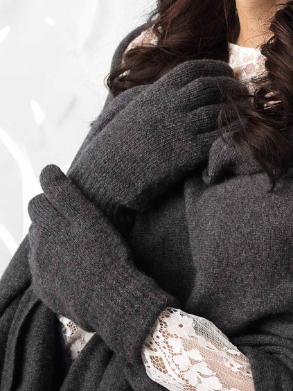 Tmavo sede damske rukavice Kamea 01