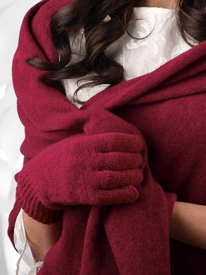 Vinovo cervene damske rukavice Kamea 01