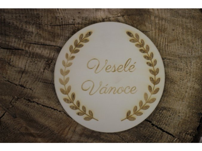 Dřevěné kolečko veselé vánoce velké