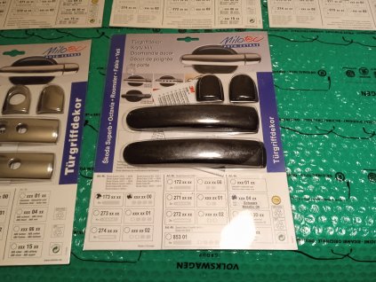 Plastové kryty klik plné Škoda Fabia I, Fabia II, Octavia I, Octavia II,Superb I sada 4 ks + 4 koncovky (bez otvoru pro zámek) černá metalíza