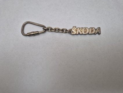 dobový přívěšek na klíče, klíčenka celokovová Škoda