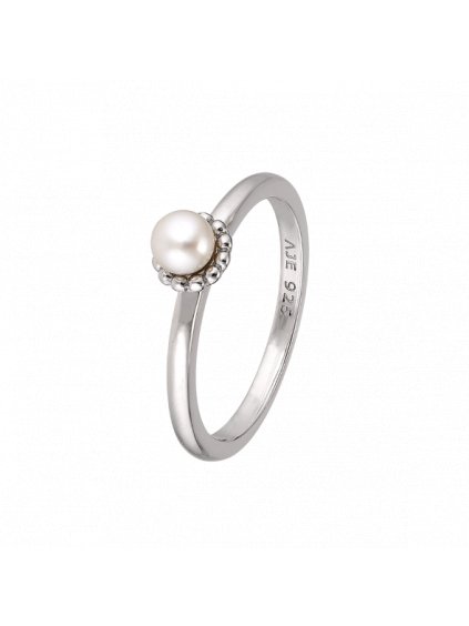 Stříbrný Pearls prsten s bílou perlou