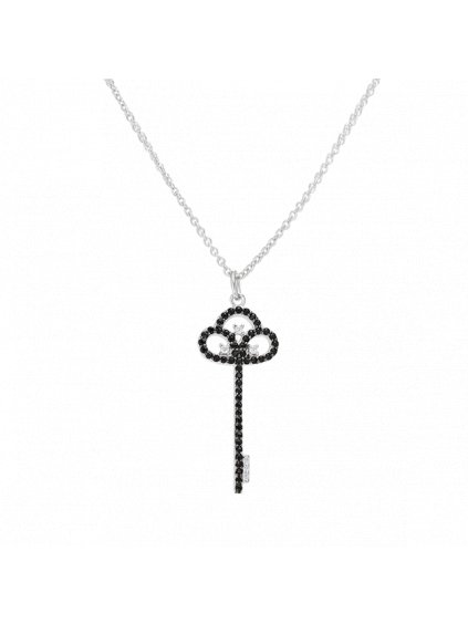 Sříbrný Ebony náhrdelník s černými zirkony klíč