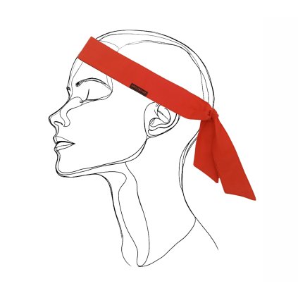 Červená čelenka MindBand z přírodní bavlny s místem pro záměr