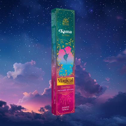 Vonné tyčinky Magical Kamasutra – jasmín a růže s třpytkami, ručně vyráběné v Indii