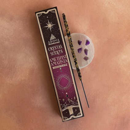 Vonné tyčinky Aroma Crystal Ametyst Levandule – přírodní vonné tyčinky s kamínky ametystu