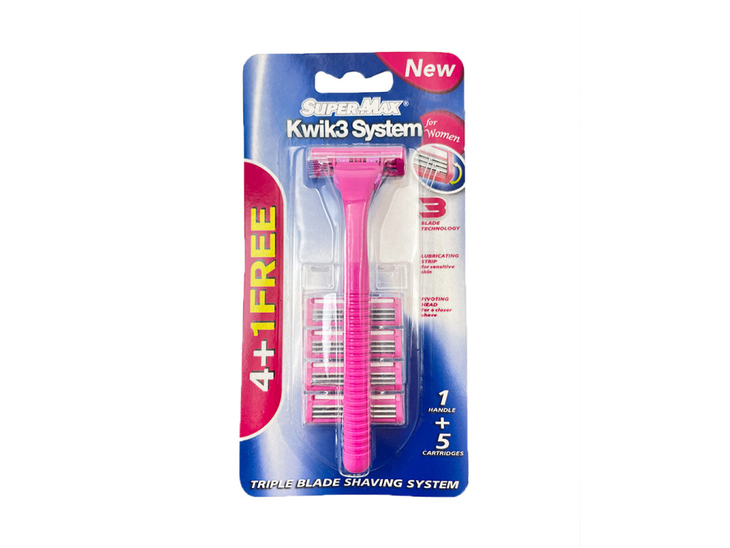 SUPER-MAX Kwik3 Dámský holicí strojek s 3 břity 1+4 ks, 5 ks