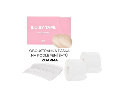 BOOBY TAPE SET 2 ks pásky WHITE + kryty na bradavky + ZDARMA oboustranná páska