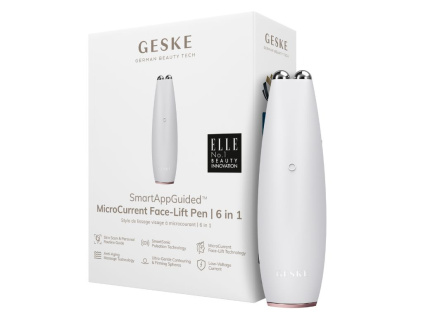 GESKE Mikroproudový masážní přístroj na vrásky kolem očí 6v1 (MicroCurrent Face Lift Pen) Starlight bílá