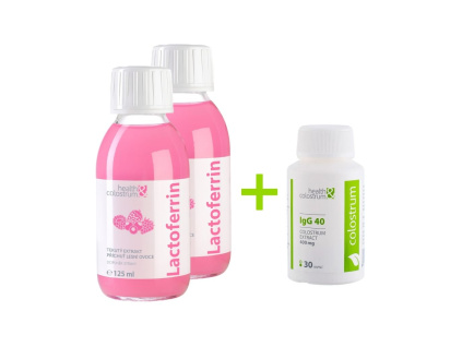 LACTOFERRIN tekutý extrakt 2×125 ml + 30 ks colostra IgG 40 ZDARMA