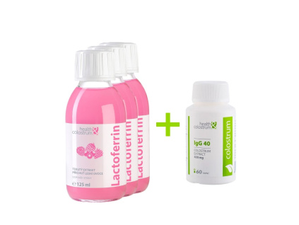 LACTOFERRIN tekutý extrakt 3×125 ml + 60 ks colostra IgG 40 ZDARMA