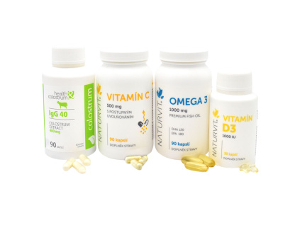 NATURVIT Dárkové balení (4x 90) vitamínů na imunitu (Colostrum+C+Omega+D3) (4)