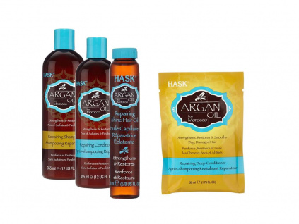 HASK Dárkový balíček Argan Oil na poškozené vlasy + maska ZDARMA