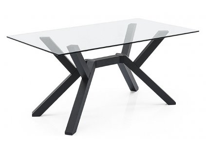 Skleněný stůl Mikado, CB4728-FR (Báze (rám+nohy) Ořech (dřevo), Deska Sklo transparentní, Rozměr 180x90 cm)