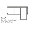 saga rozměr 2.5 ch