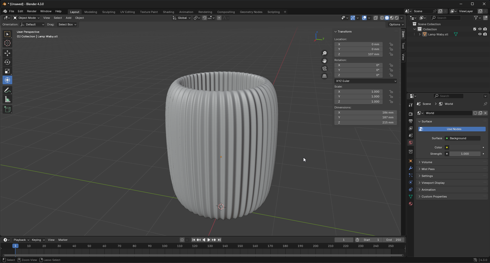 Návrh lampy v Blenderu