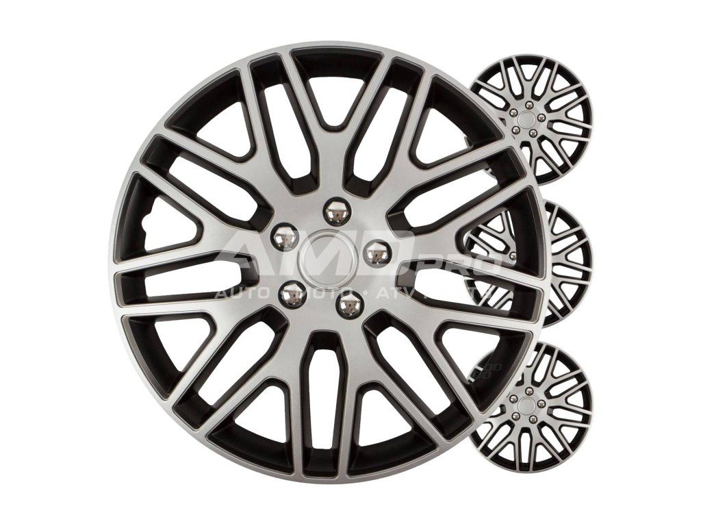 Puklice Dakar 15” čierno - strieborná sada 4ks COLOR BOX