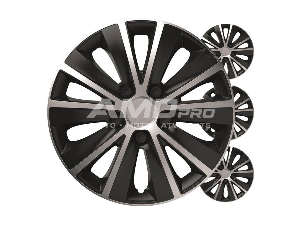 Puklice Rapide 15” čierno - strieborná sada 4ks COLOR BOX