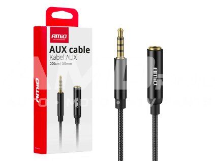 Kábel predlžovací AUX Mini Jack 3,5mm samec na 3,5mm samica 2M AMiO-04296