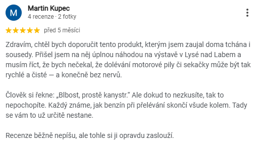 Google recenze Martin Kupec na kanystr No-Spill