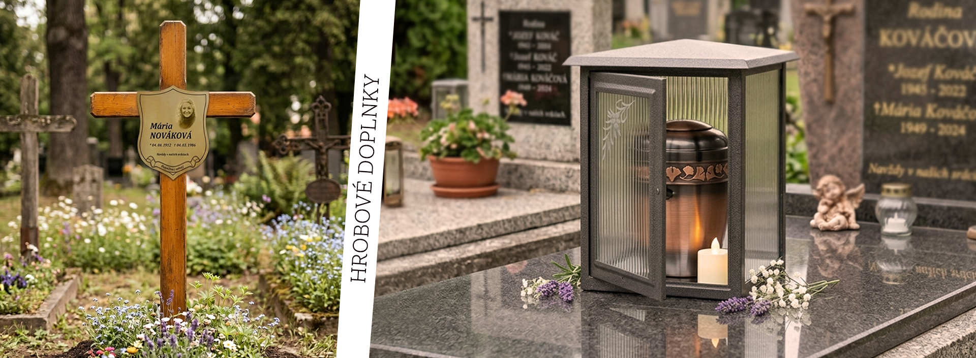 hrobové doplnky, tabuľka na hrob, hrobová tabuľka, tabuľka, hrobový kríž, pravoslávny, gréckokatolícky, grego kríž, skrinka na hrob, schránka na urnu