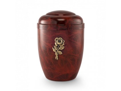 Oceľová urna s motívom ruže, kovová dekorácia