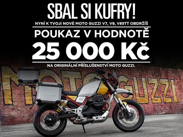 AKCE: Moto Guzzi + ZDARMA poukaz 25 000 Kč na originální příslušenství