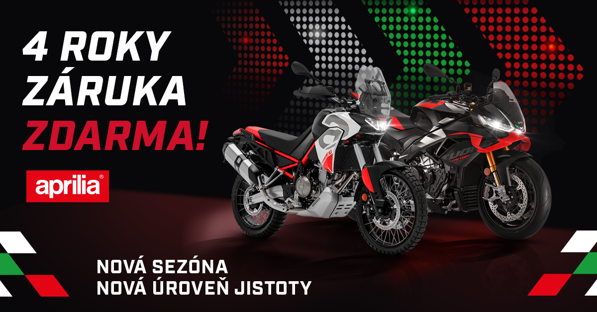 Nová Aprilia nyní se 4 letou zárukou zdarma 🏍️