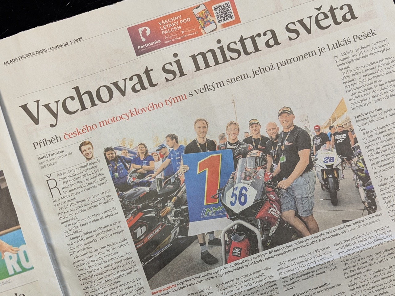 Vychovat si mistra světa. Příběh českého moto týmu s velkým snem aneb SP race project v MF Dnes!