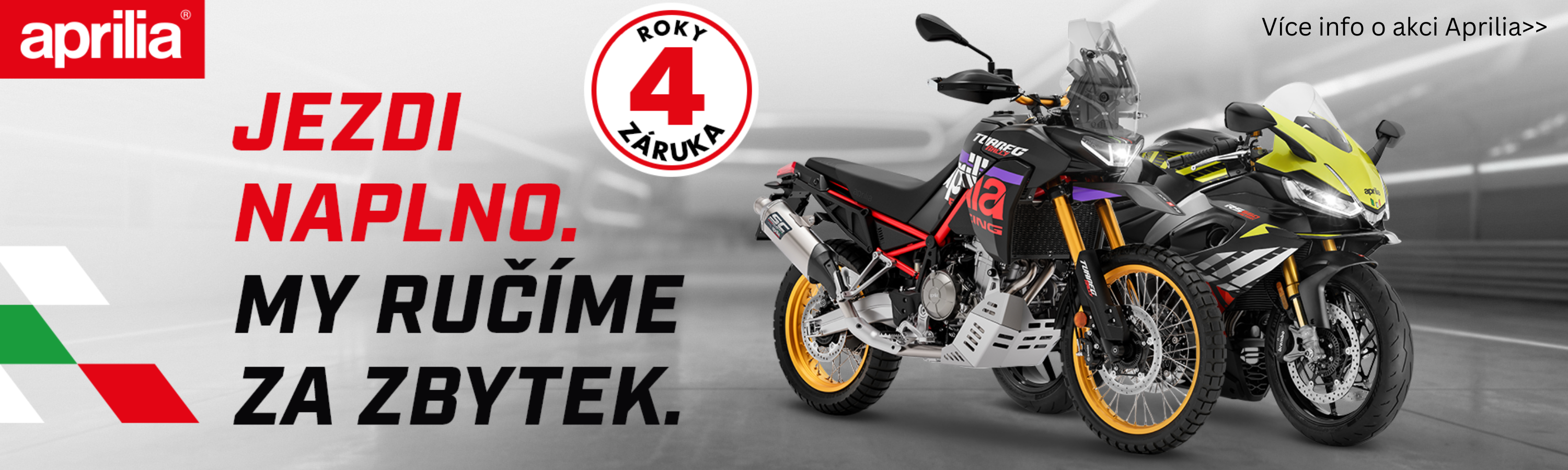 4 roky plná záruka na motocykly a skútry Aprilia