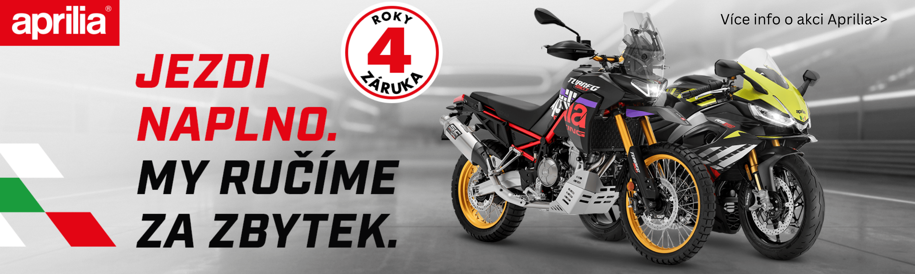 4 roky plná záruka na motocykly a skútry Aprilia