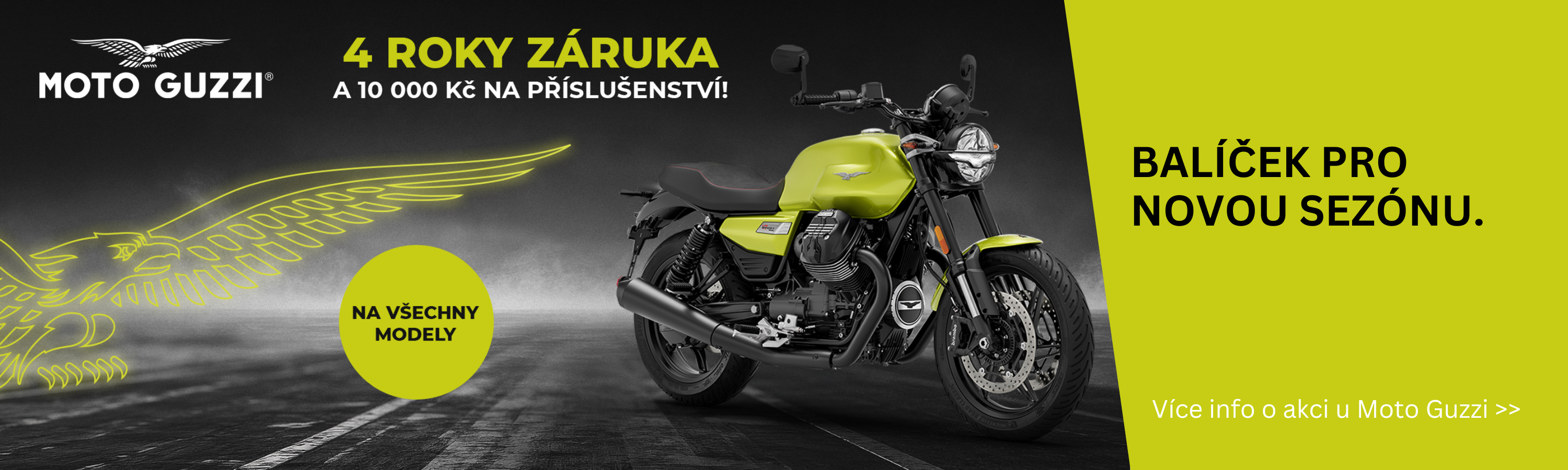 Moto Guzzi se zárukou 4 roky + 10 000Kč na příslušenství