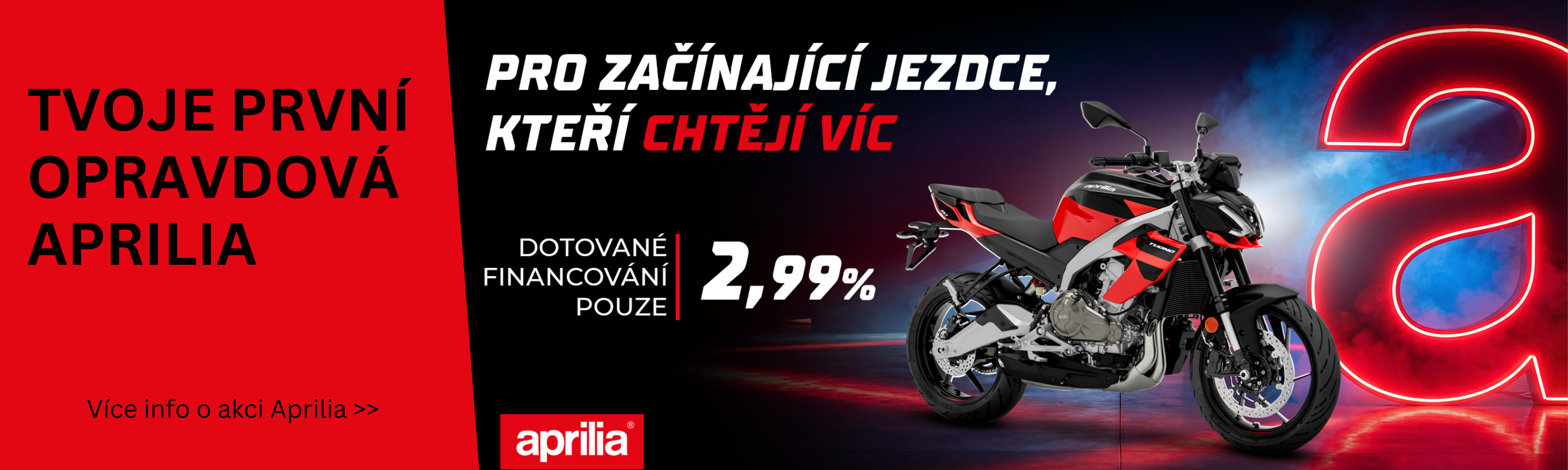Nová Aprilia pro začínající jezdce s výhodným financováním