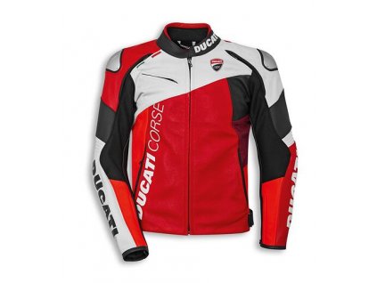 Kožená bunda Ducati Corse C6 červená-bílá-černá perforovaná