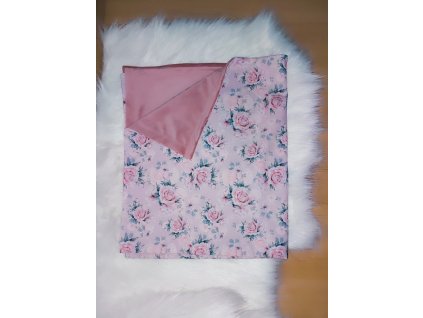Dětská deka velvet a bavlna -růžičky.